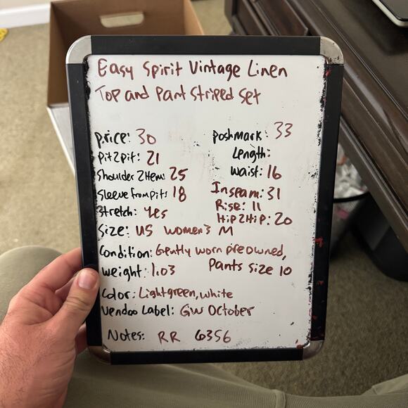 Easy Spirit Vintage Linen Top and Pant Striped Set US Women's M (Top),10 (Pants) - Picture 9 of 9